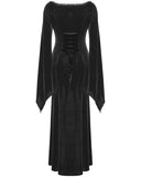 Punk Rave Classic Gothic Off Shoulder Maxi Dress - Extended Size Range - Black Velvet