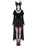 Dark In Love Womens Regency Gothic Velvet & Ruffled Lace Hi-Low Dress