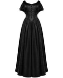 Punk Rave Womens Long Gothic Jacquard Ballgown Wedding Dress - Black