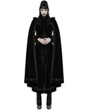 Punk Rave Womens Long Elegant Gothic Velvet & Faux Fur Beaded Cloak Coat