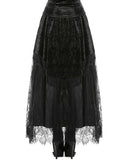 Dark In Love Womens Long Gothic Velvet & Lace Layered Maxi Skirt