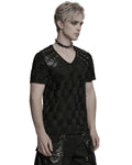 Punk Rave Mens Apocalyptic Gothic Shredded & Studded Broken Knit T Shirt Top