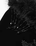 Punk Rave Womens Long Elegant Gothic Velvet & Faux Fur Beaded Cloak Coat