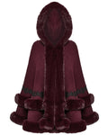Punk Rave Daily Life Womens Plush & Faux Fur Hooded Winter Cloak - Red