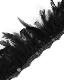 Devil Fashion Mens Gothic Aristocrat Jacquard & Velvet Asymmetric Feathered Waistcoat Vest - Black & Red