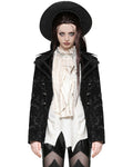 Dark In Love Womens Baroque Gothic Jacquard Layered Collar Riding Jacket