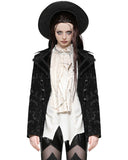 Dark In Love Womens Baroque Gothic Jacquard Layered Collar Riding Jacket