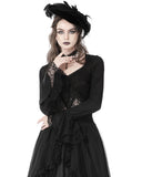 Dark In Love Gothic Jacquard Lace Blouse Top