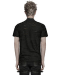 Punk Rave Mens Apocalyptic Gothic Shredded Fishnet Inset T Shirt Top