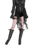 Eva Lady Womens Elegant Gothic Crucifix Embellished Corset With Fringed Mesh Train