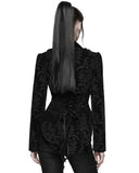 Punk Rave Womens Gothic Aristocrat Damask Velvet Frock Coat Jacket - Black