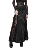 Punk Rave Long Textured Floral Tribute Casket Maxi Skirt - Black