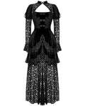 Dark in Love Womens Long Romantic Gothic Velvet & Lace Princess Maxi Dress