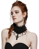 Punk Rave Womens Beaded Crucifix Gothic Choker Collar Necklace Black Lace Velvet