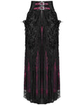 Eva Lady Womens Long Gothic Rose Velvet & Lace Embellished Maxi Skirt Red & Black