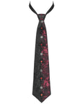 Devil Fashion Mens Gothic Crucifix Jacquard Neck Tie - Black & Red