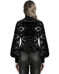 Punk Rave Womens Gothic Velvet Lace Applique Cutout Blouse Top - Black