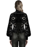 Punk Rave Womens Gothic Velvet Lace Applique Cutout Blouse Top - Black