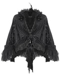 Eva Lady Dark Baroque Gothic Flocked Mesh Rose Lace Shrug Cloak