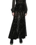 Punk Rave Womens Long Gothic Damask Flocked Mesh Fiashtail Maxi Skirt