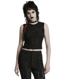 Punk Rave Womens Apocalyptic Punk Shredded Broken Knit Tank Top Vest