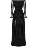 Punk Rave Womens Gothic Flocked Velvet Damask Off-Shoulder Maxi Dress