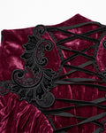 Punk Rave Daily Life Womens Long Gothic Velvet Applique Maxi Skirt - Red