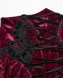 Punk Rave Daily Life Womens Long Gothic Velvet Applique Maxi Skirt - Red
