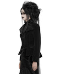 Punk Rave Womens Gothic Embroidered Velvet Cutaway Riding Jacket - Black