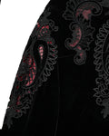 Punk Rave Womens Gothic Lace Applique Velvet Maxi Skirt - Black & Red