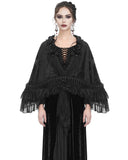 Eva Lady Dark Baroque Gothic Flocked Mesh Rose Lace Shrug Cloak