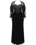 Eva Lady Womens Long Victorian Gothic Velvet & Lace Fringed Ballgown Dress
