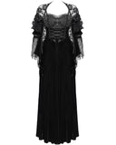Eva Lady Womens Long Victorian Gothic Velvet & Lace Fringed Ballgown Dress