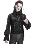 Devil Fashion Mens Regency Gothic Steampunk Paisley Velvet Waistcoat Vest Black