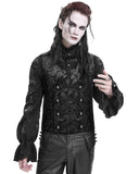 Devil Fashion Mens Regency Gothic Paisley Velvet Waistcoat Vest - Black