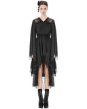 Dark In Love Womens Black Gothic Satin & Lace Kimono Dress