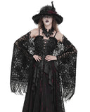 Eva Lady Womens Baroque Gothic Lace Fringed Shawl Cape