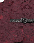Punk Rave Mens Dark Victorian Gothic Damask Jacquard Waistcoat Vest - Red