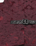 Punk Rave Mens Dark Victorian Gothic Damask Jacquard Waistcoat Vest - Red