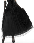 Dark In Love Womens Regency Gothic Courtesan Velvet & Lace Maxi Skirt