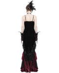 Eva Lady Womens Elegant Gothic Velvet & Lace Mermaid Evening Dress - Black & Red