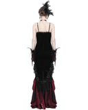 Eva Lady Womens Elegant Gothic Velvet & Lace Mermaid Evening Dress - Black & Red