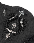 Eva Lady Womens Elegant Gothic Crucifix Embellished Corset With Fringed Mesh Train