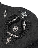 Eva Lady Womens Elegant Gothic Crucifix Embellished Corset With Fringed Mesh Train