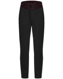 Punk Rave Mens Dark Gothic Aristocrat Embroidered Dress Pants - Black & Red
