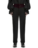 Punk Rave Mens Dark Gothic Aristocrat Embroidered Dress Pants - Black & Red