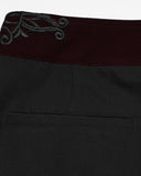 Punk Rave Mens Dark Gothic Aristocrat Embroidered Dress Pants - Black & Red