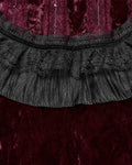 Punk Rave Daily Life Womens Long Gothic Crushed Velvet & Lace Bolero Cape - Red