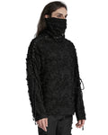 Punk Rave Mens Shredded Knit Apocalyptic Gothic Sweater Top - Black