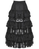 Dark In Love Womens Long Gothic Layered Rose Lace Maxi Skirt